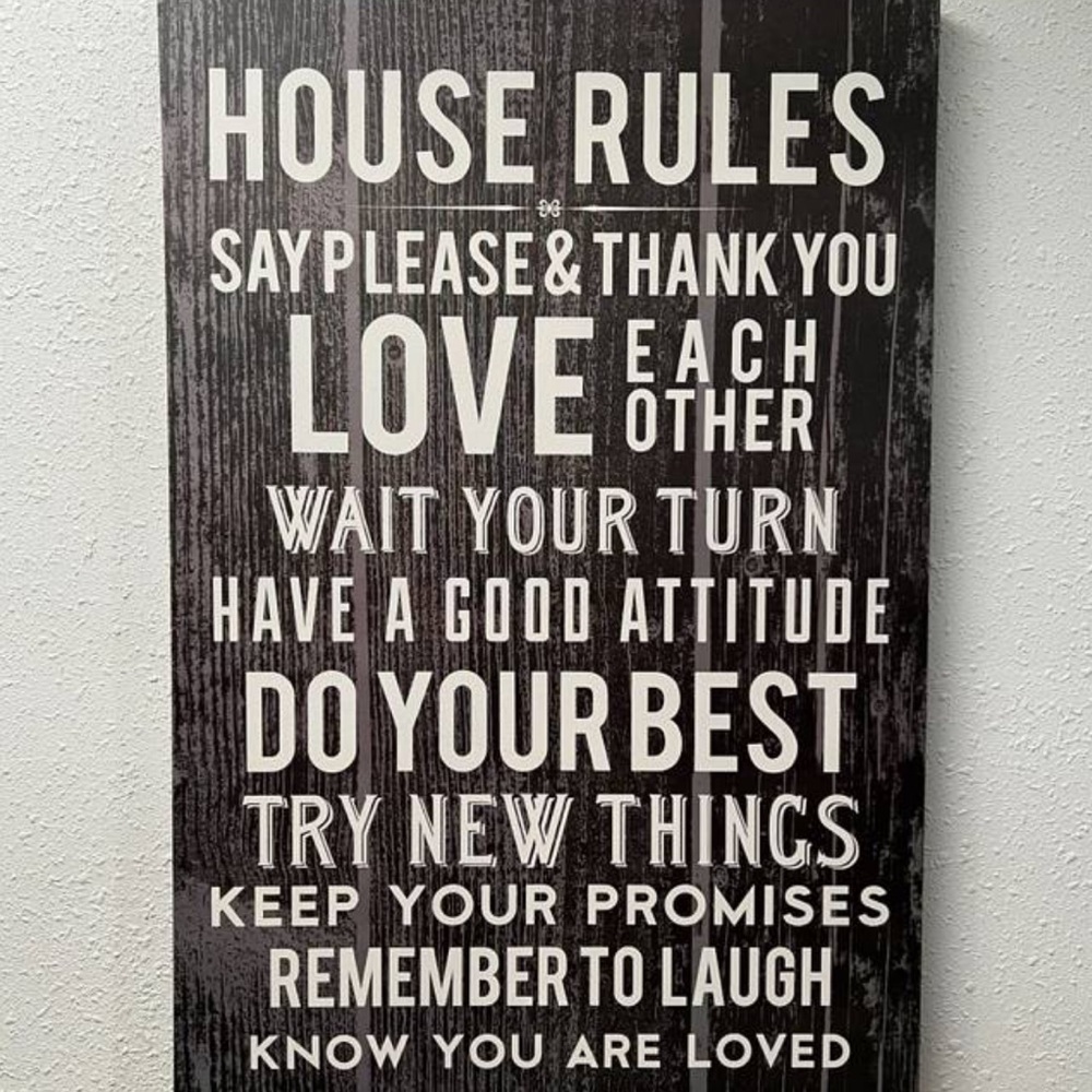 EUC “HOUSE RULES” Canvas Wall Hanging 16” X 20”